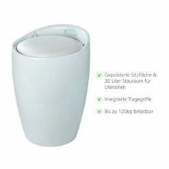 WENKO Wäschesammler & Badhocker Canaro Weiß, 120 Kg Tragkraft, Kunststoff (ABS) -Günstiges Wenko Geschäft unnamed file 1003