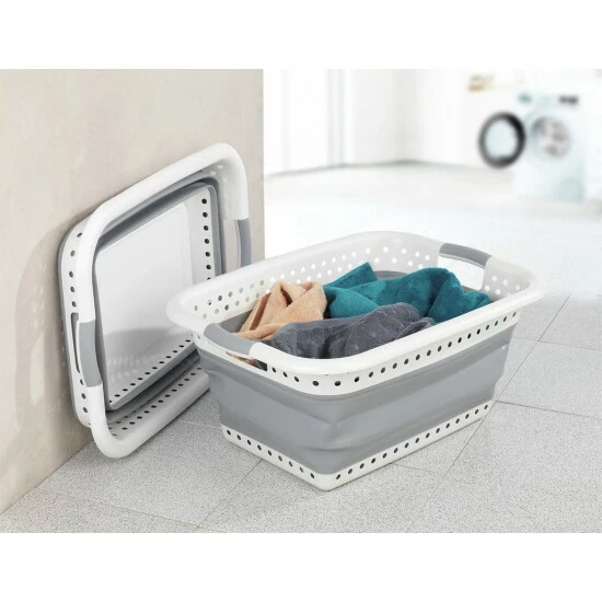 Wenko Wäschekorb Faltbar Weiß-grau 3 Wenko Wäschekorb Faltbar Weiß-grau