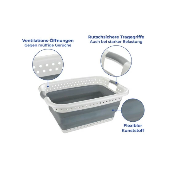 Wenko Wäschekorb Faltbar Weiß-grau 8 Wenko Wäschekorb Faltbar Weiß-grau – Bild 6