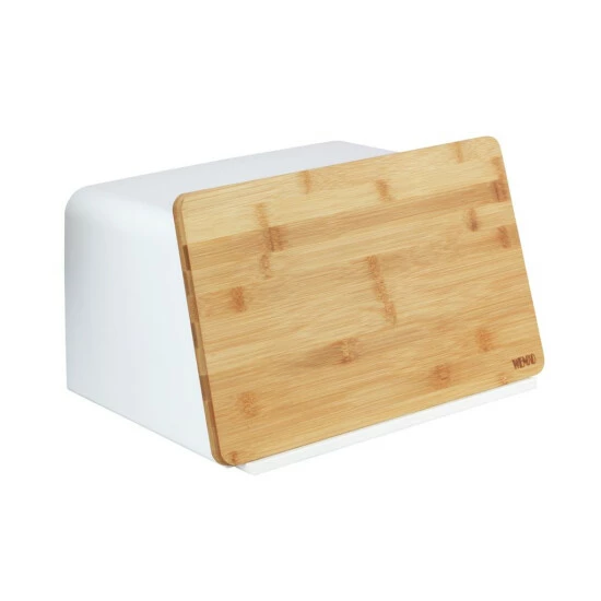 Wenko Brotkasten Mit Bambusbrett, Weiß 3 Wenko Brotkasten Mit Bambusbrett, Weiß