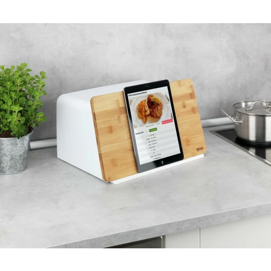 Wenko Brotkasten Mit Bambusbrett, Weiß 9 Wenko Brotkasten Mit Bambusbrett, Weiß – Bild 7