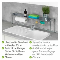 Wenko Spülbeckenregal Exquisit 93 X 30 X 21,5 Cm - Mit Küchenrollenhalter Und Schubfach, Chrom -Günstiges Wenko Geschäft unnamed file 10822