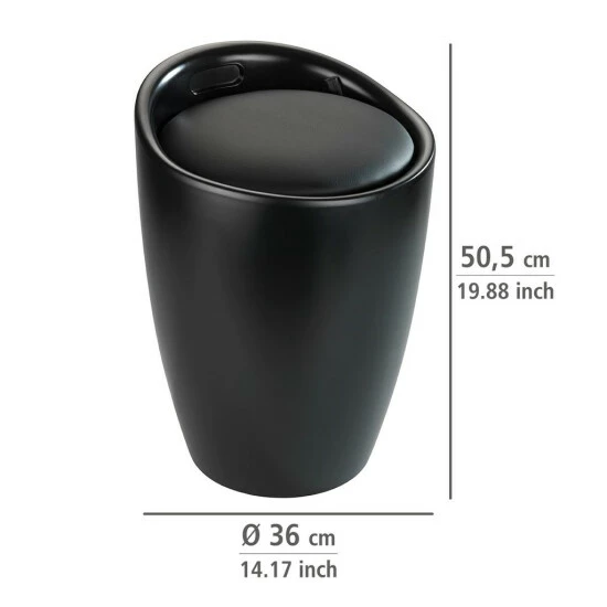 Wenko Hocker Candy Black Matt, Mit Wäschesack 8 Wenko Hocker Candy Black Matt, Mit Wäschesack – Bild 6