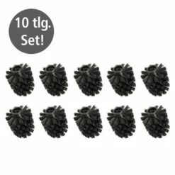 WENKO 10er Set Ersatzbürstenkopf Für Toilettenbürsten, Schwarz, Ø 8 Cm | Zum Einfachen Auswechseln
