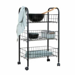 Wenko Rollwagen Florenz Mit 3 Ablagen Schwarz