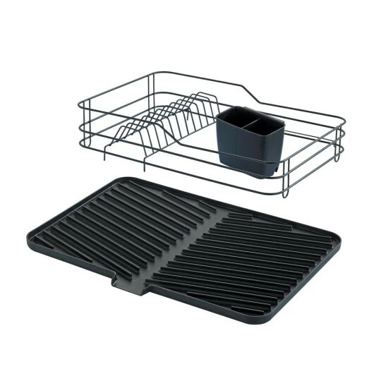 Geschirrabtropfer Mit Silikonmatte, Schwarz, WENKO 3 Geschirrabtropfer Mit Silikonmatte, Schwarz, WENKO – Bild 2