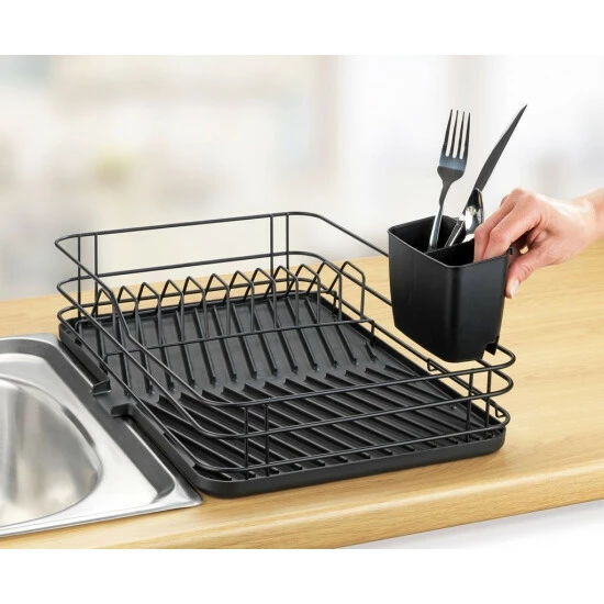 Geschirrabtropfer Mit Silikonmatte, Schwarz, WENKO 4 Geschirrabtropfer Mit Silikonmatte, Schwarz, WENKO – Bild 3