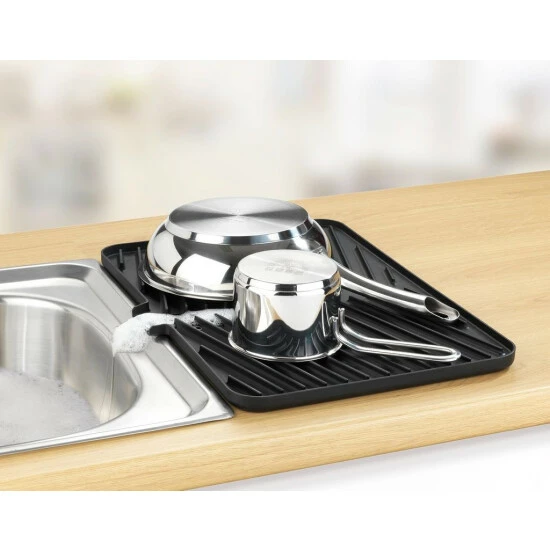 Geschirrabtropfer Mit Silikonmatte, Schwarz, WENKO 5 Geschirrabtropfer Mit Silikonmatte, Schwarz, WENKO – Bild 4