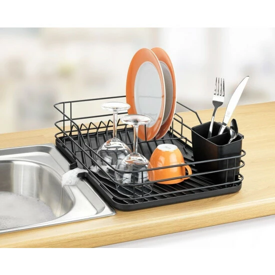Geschirrabtropfer Mit Silikonmatte, Schwarz, WENKO 6 Geschirrabtropfer Mit Silikonmatte, Schwarz, WENKO – Bild 5