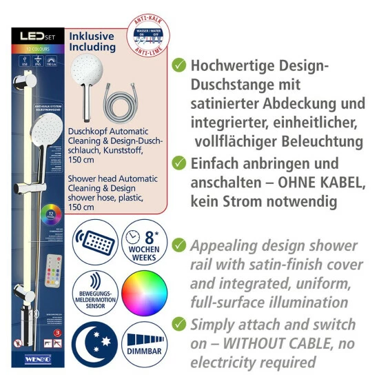 Wenko LED Duschstangen-Set 94 Cm RGB + Warmweiß 4 Wenko LED Duschstangen-Set 94 Cm RGB + Warmweiß – Bild 2