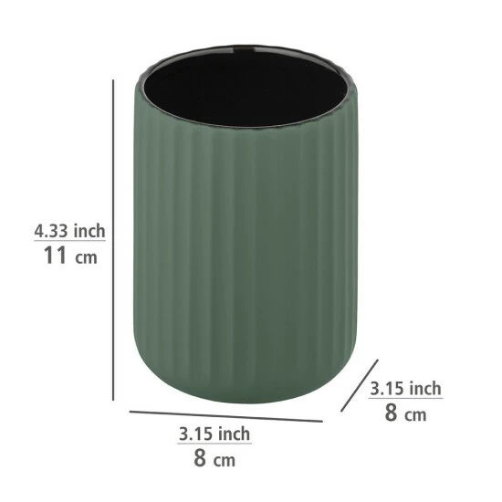 Wenko Zahnputzbecher Belluno Grün Keramik 5 Wenko Zahnputzbecher Belluno Grün Keramik – Bild 3