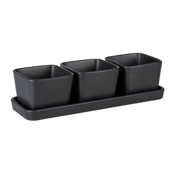 Wenko Snack & Dip Schalen Set Schwarz Matt 3 Wenko Snack & Dip Schalen Set Schwarz Matt