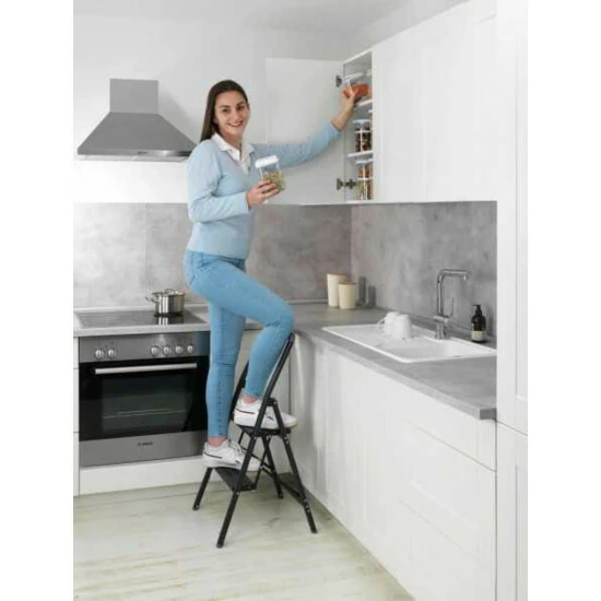 Wenko Alu-Klapptrittleiter Compact 2-stufig Schwarz 10 Wenko Alu-Klapptrittleiter Compact 2-stufig Schwarz – Bild 8