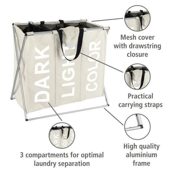 Wenko Wäschesammler Trio Beige 7 Wenko Wäschesammler Trio Beige – Bild 5