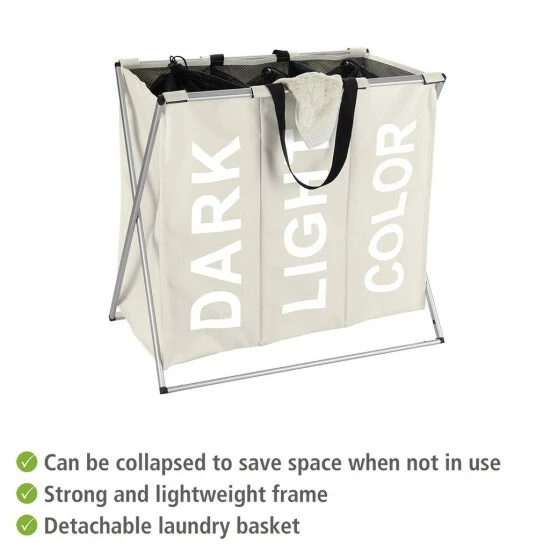 Wenko Wäschesammler Trio Beige 10 Wenko Wäschesammler Trio Beige – Bild 8