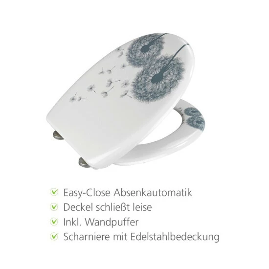 WENKO Toilettensitz Astera, 38 X 45 Cm - WC-Sitz Mit Absenkautomatik (Easy Close) Und Komfortabler Fix Clip Befestigung | Inkl. 2er Set Reinigungsschwämme Gratis 3 WENKO Toilettensitz Astera, 38 X 45 Cm - WC-Sitz Mit Absenkautomatik (Easy Close) Und Komfortabler Fix Clip Befestigung | Inkl. 2er Set Reinigungsschwämme Gratis