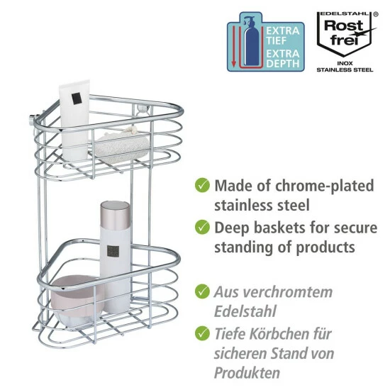 Wenko Edelstahl Eckregal Trestina 2 Etagen 8 Wenko Edelstahl Eckregal Trestina 2 Etagen – Bild 6