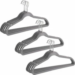 Wenko Kleiderbügel Beflockt Grau 15er Set