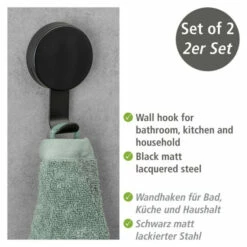 Wenko Static-Loc® Plus Wandhaken Pavia Schwarz 2er Set -Günstiges Wenko Geschäft unnamed file 13725