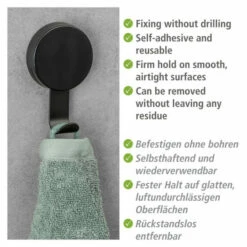 Wenko Static-Loc® Plus Wandhaken Pavia Schwarz 2er Set -Günstiges Wenko Geschäft unnamed file 13726