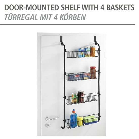 Wenko Türregal Mit 4 Körben Schwarz 8 Wenko Türregal Mit 4 Körben Schwarz – Bild 6