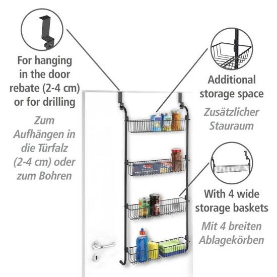Wenko Türregal Mit 4 Körben Schwarz 9 Wenko Türregal Mit 4 Körben Schwarz – Bild 7