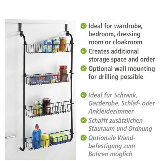 Wenko Türregal Mit 4 Körben Schwarz 10 Wenko Türregal Mit 4 Körben Schwarz – Bild 8