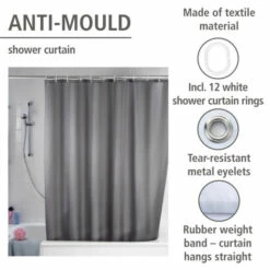 Wenko Anti-Schimmel Duschvorhang Uni Grey -Günstiges Wenko Geschäft unnamed file 13745