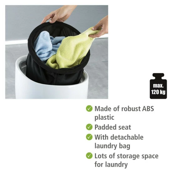 Wenko Hocker Candy White, Mit Wäschesack 6 Wenko Hocker Candy White, Mit Wäschesack – Bild 4