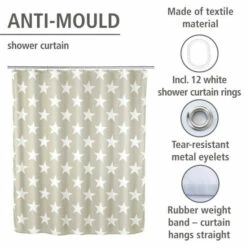Wenko Anti-Schimmel Duschvorhang Stella Taupe -Günstiges Wenko Geschäft unnamed file 13950