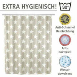 Wenko Anti-Schimmel Duschvorhang Stella Taupe -Günstiges Wenko Geschäft unnamed file 13951