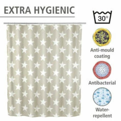 Wenko Anti-Schimmel Duschvorhang Stella Taupe -Günstiges Wenko Geschäft unnamed file 13952