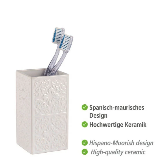 Wenko Zahnputzbecher Cordoba Weiß Keramik 5 Wenko Zahnputzbecher Cordoba Weiß Keramik – Bild 3