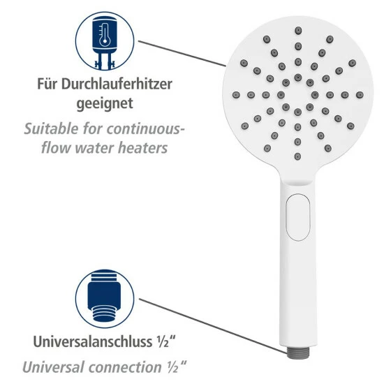 Wenko Duschkopf Design Weiß Ø 12 Cm 6 Wenko Duschkopf Design Weiß Ø 12 Cm – Bild 4