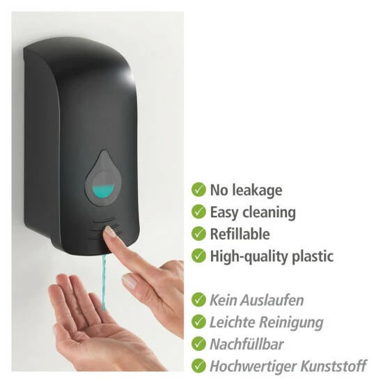 Wenko Desinfektionsmittel-Spender Ranera L Schwarz 8 Wenko Desinfektionsmittel-Spender Ranera L Schwarz – Bild 6