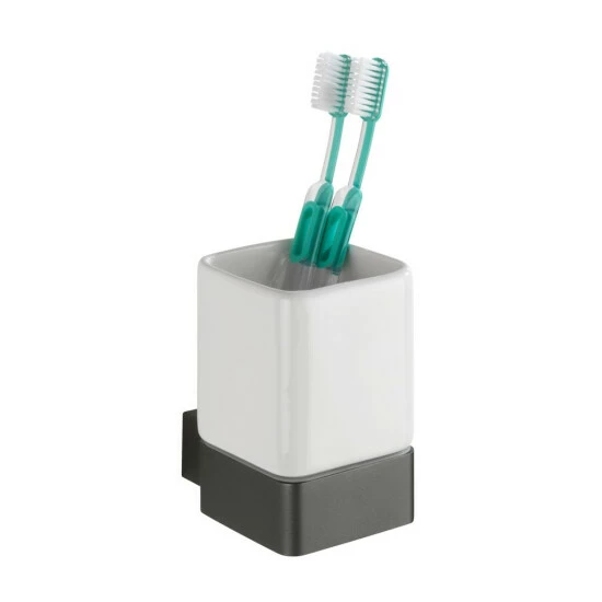 Wenko Zahnputzbecher Montella Anthrazit 2er Set 5 Wenko Zahnputzbecher Montella Anthrazit 2er Set – Bild 3