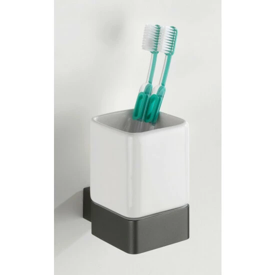 Wenko Zahnputzbecher Montella Anthrazit 2er Set 6 Wenko Zahnputzbecher Montella Anthrazit 2er Set – Bild 4