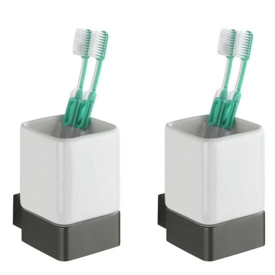 Wenko Zahnputzbecher Montella Anthrazit 2er Set 8 Wenko Zahnputzbecher Montella Anthrazit 2er Set – Bild 6