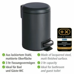 Wenko Kosmetik Treteimer Leman Schwarz 3 L -Günstiges Wenko Geschäft unnamed file 1529