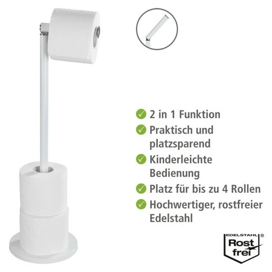 Wenko Stand Toilettenpapierhalter 2 In 1 Weiß 7 Wenko Stand Toilettenpapierhalter 2 In 1 Weiß – Bild 5