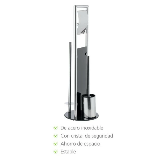 WENKO WC-Garnitur Ravina Edelstahl Glänzend / Glas Schwarz, Mit Toilettenbürste 11 WENKO WC-Garnitur Ravina Edelstahl Glänzend / Glas Schwarz, Mit Toilettenbürste – Bild 9