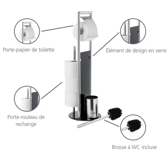 WENKO WC-Garnitur Ravina Edelstahl Glänzend / Glas Schwarz, Mit Toilettenbürste 12 WENKO WC-Garnitur Ravina Edelstahl Glänzend / Glas Schwarz, Mit Toilettenbürste – Bild 10