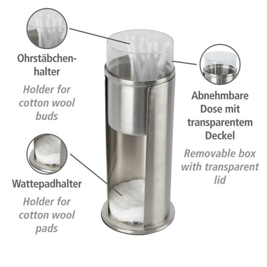 Wenko Wattepad- Und Ohrstäbchenhalter Firenze Edelstahl 4 Wenko Wattepad- Und Ohrstäbchenhalter Firenze Edelstahl – Bild 2