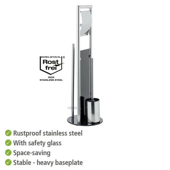 WENKO WC-Garnitur Ravina Edelstahl Glänzend / Glas Schwarz, Mit Toilettenbürste 14 WENKO WC-Garnitur Ravina Edelstahl Glänzend / Glas Schwarz, Mit Toilettenbürste – Bild 12