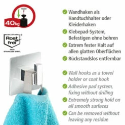 Wenko Turbo-Loc® Edelstahl Wandhaken Uno Quadro -Günstiges Wenko Geschäft unnamed file 15913
