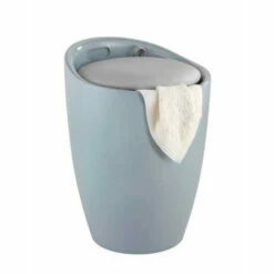 WENKO Wäschesammler Und Badhocker Candy, Grau | Inkl. 2er Set Reinigungsschwämme Gratis -Günstiges Wenko Geschäft unnamed file 15979