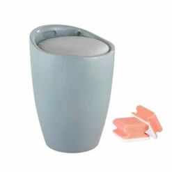 WENKO Wäschesammler Und Badhocker Candy, Grau | Inkl. 2er Set Reinigungsschwämme Gratis -Günstiges Wenko Geschäft unnamed file 15980