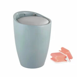 WENKO Wäschesammler Und Badhocker Candy, Grau | Inkl. 2er Set Reinigungsschwämme Gratis -Günstiges Wenko Geschäft unnamed file 15982