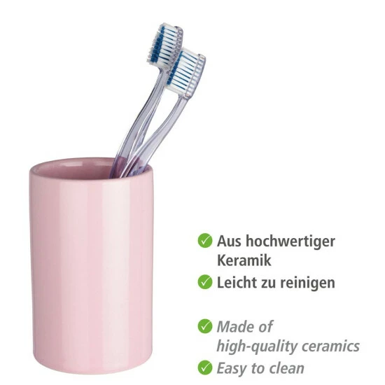 Wenko Zahnputzbecher Polaris Pastel Rose Keramik 4 Wenko Zahnputzbecher Polaris Pastel Rose Keramik – Bild 2