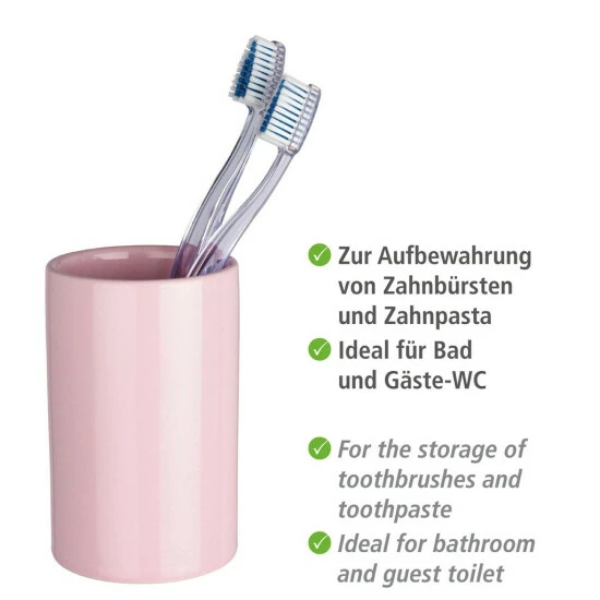 Wenko Zahnputzbecher Polaris Pastel Rose Keramik 5 Wenko Zahnputzbecher Polaris Pastel Rose Keramik – Bild 3